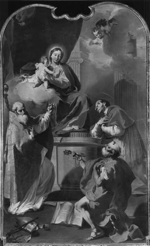  196-Giambattista Pittoni-Madonna con Bambino e i Santi Pietro, Ambrogio e Carlo Borromeo - Chiesa parrocchiale di santo Sefano, Bedizzole, Brescia 